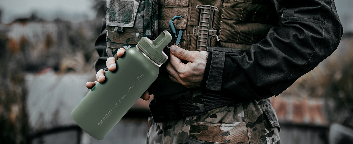Фляга спортивна OneTigris Edelstahl 0.9л (32oz) - ізольована, для велосипеда, кемпінгу, йоги, спортзалу, страйкболу, зелена