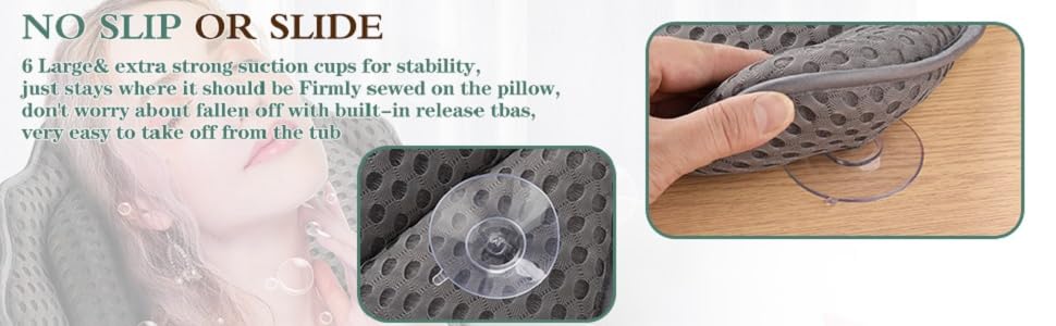 Подушка для ванни RUVINCE ергономічна, з підтримкою голови, шиї, плечей та спини, 4D, 6 присосок, 44x43 см