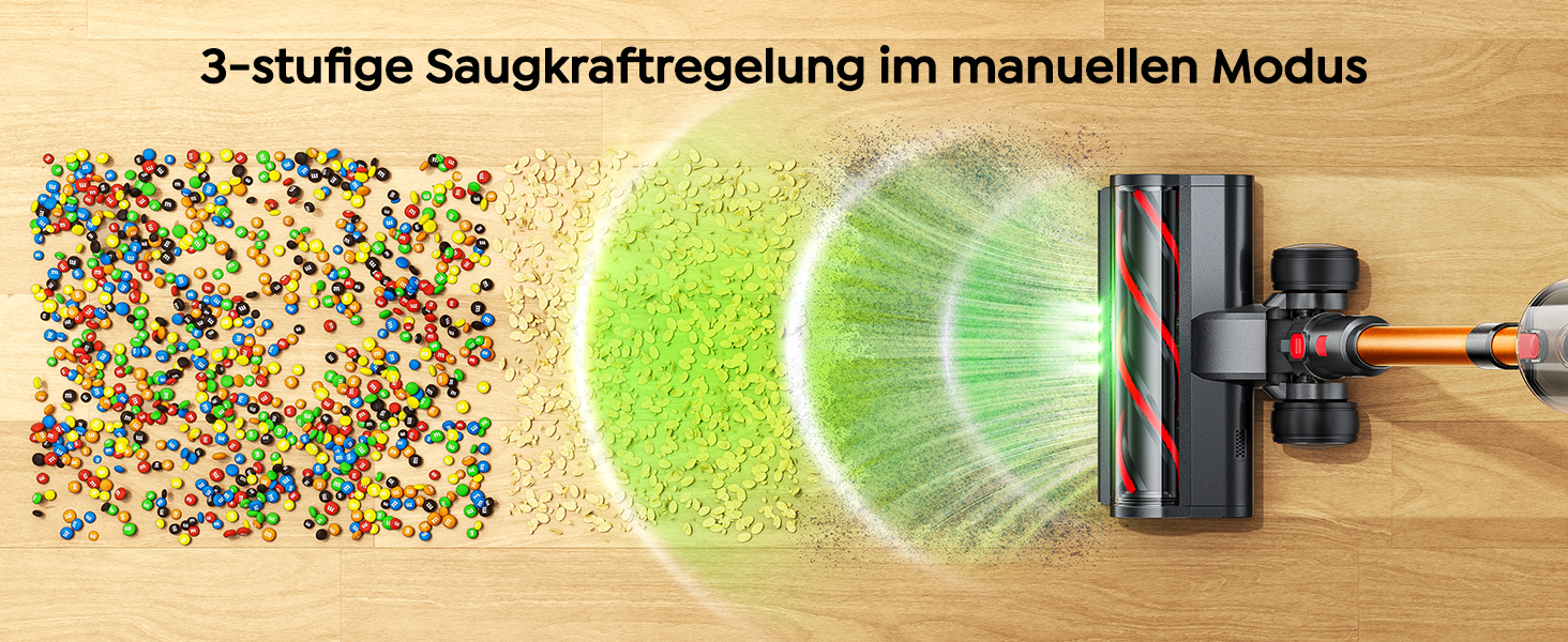 Бездротовий акумуляторний пилосос 50KPA/600W з подовжуваним шлангом 1м, стійка підставка, автоматичний режим, насадка проти ковтунів, багаторівнева фільтрація для килимів/твердих поверхонь/автомобіля