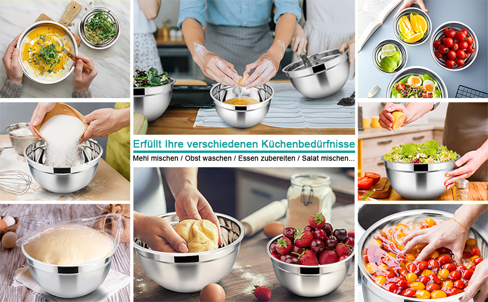 Набір мисок Homikit з нержавіючої сталі, 7 шт. з кришкою, для приготування, випічки та сервірування