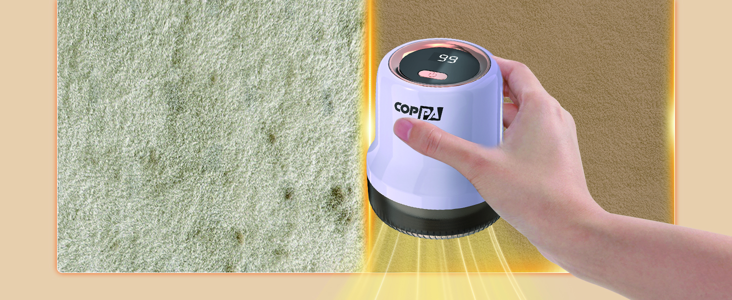 Електричний видалення ворсу для тканини COPPA: 6 лез, 3 швидкості, перезаряджається, для одягу, меблів (фіолетовий)