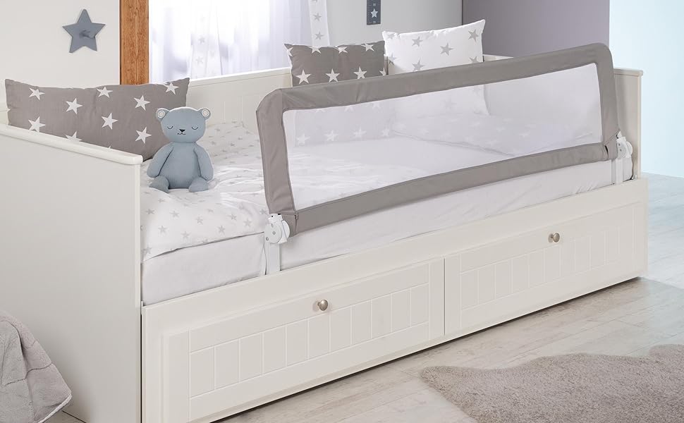 Захисний бортик для ліжка Roba Klipp-Klapp 100 сірий 135x40 см - бортик для дитячого ліжечка, складаний, захист від випадання для немовлят та дітей
