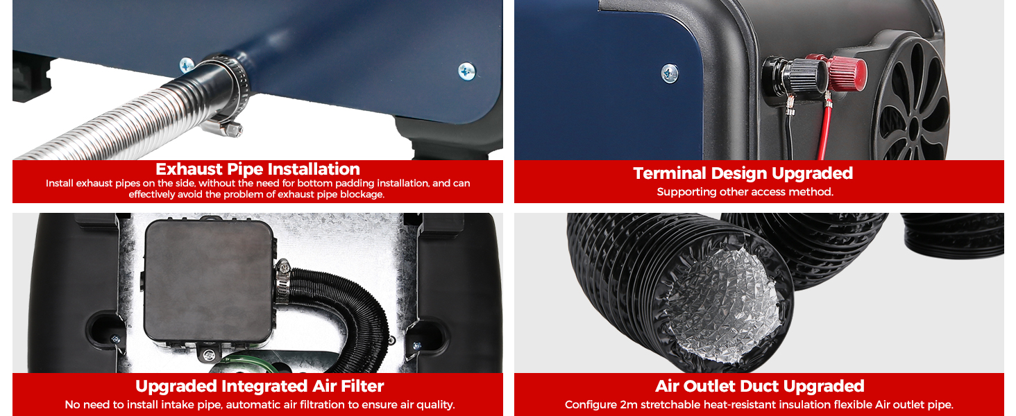 Дизельний опалювач 8kW з Bluetooth, 12V/24V/230V для вантажівок, фургонів, автодому, з автоматичним запуском та адаптером живлення, 2025 року випуску, блакитний