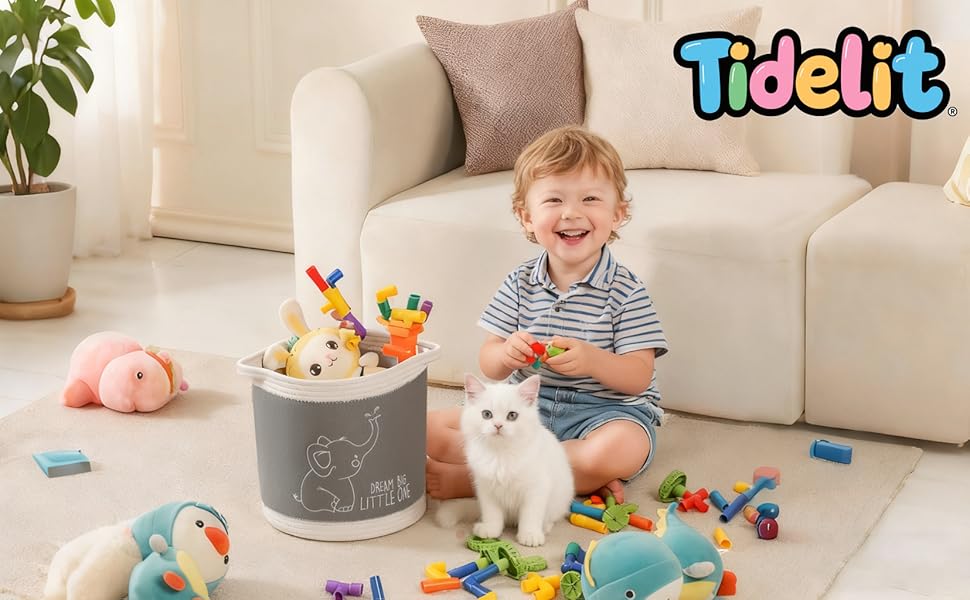 Набір кошиків для зберігання 3 шт. з плетеного полотна, кошики для іграшок, білизни, органайзер для дитячої кімнати, для іграшок, одягу, м'яких іграшок, місткі та надійні кошики (серія 