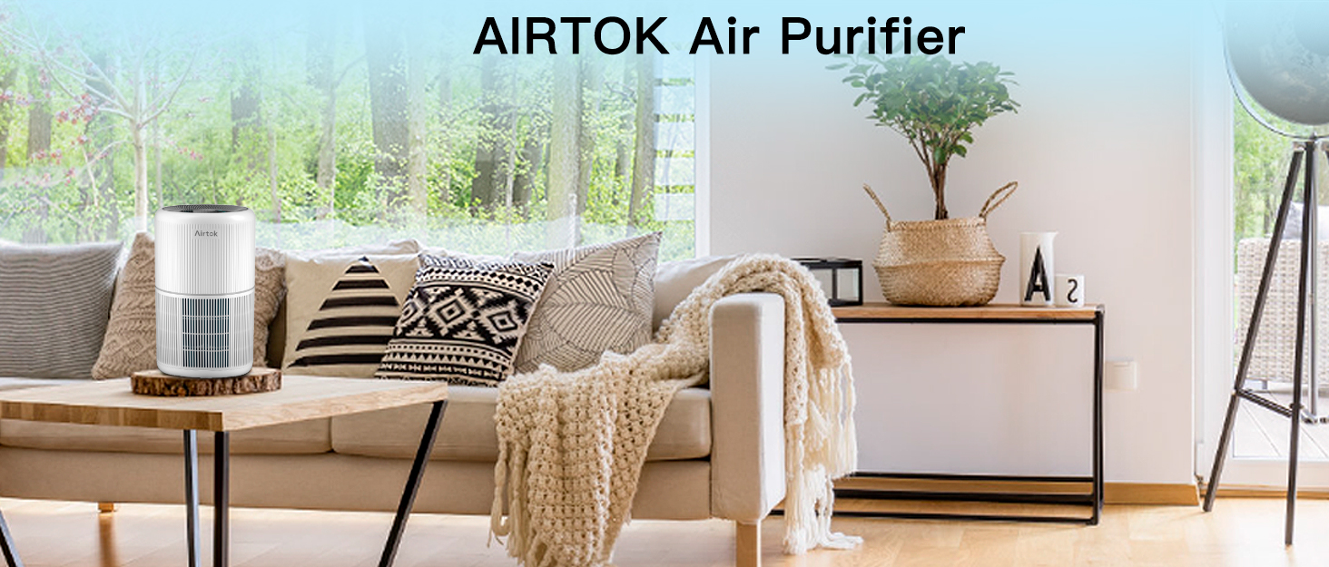 Повітряний очисник AIRTOK з ароматерапією, фільтр HEPA H13, 4-ступенева фільтрація, для алергіків, 3 швидкості
