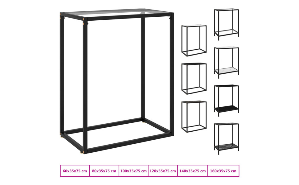 Консольний стіл 120x35x75см Загартоване скло (60x35x75см, чорний/білий)