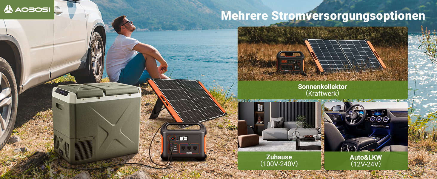 Автомобільний компресорний холодильник AAOBOSI 40L: Електрична сумка-холодильник 12/24V та 100-240V, двозонна, -20°C до 20°C – для авто, вантажівок, човнів, кемперів та кемпінгу