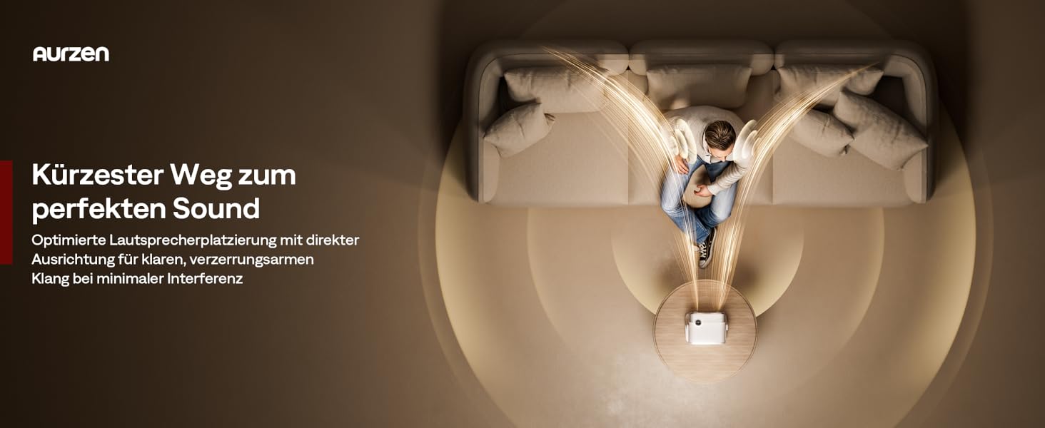 Aurzen Boom Mini 4-в-1 Smart Beamer з Google TV, 4K, проєктор для дому та на вулицю, 20W Dolby Audio, 500 ANSI, ToF автофокус, корекція трапеції, Wi-Fi/Bluetooth, підтримка смартфонів (кремовий)