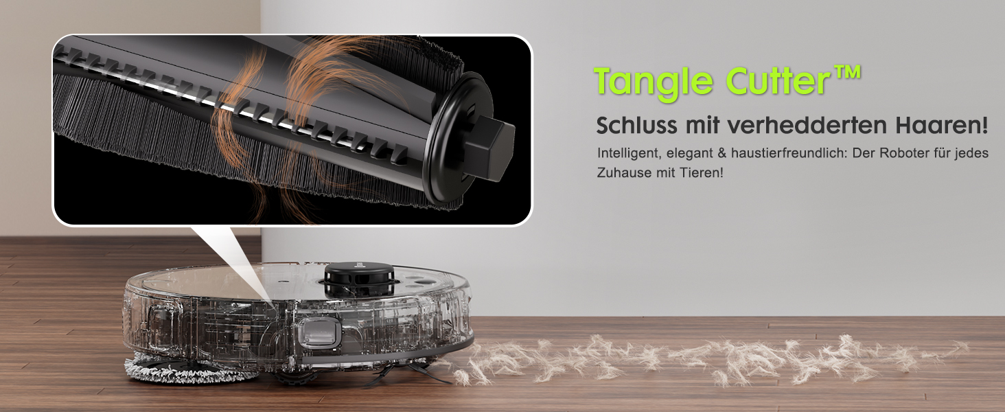 Робот-пилосос з функцією миття, автоматичне спорожнення (75 днів), потужність 8500Pa, зрізач для шерсті тварин, лазерна іграшка для котів, лазерна навігація, знімне м'яке прибирання, робот-пилосос для твердих поверхонь, килимів та шерсті тварин, чорний