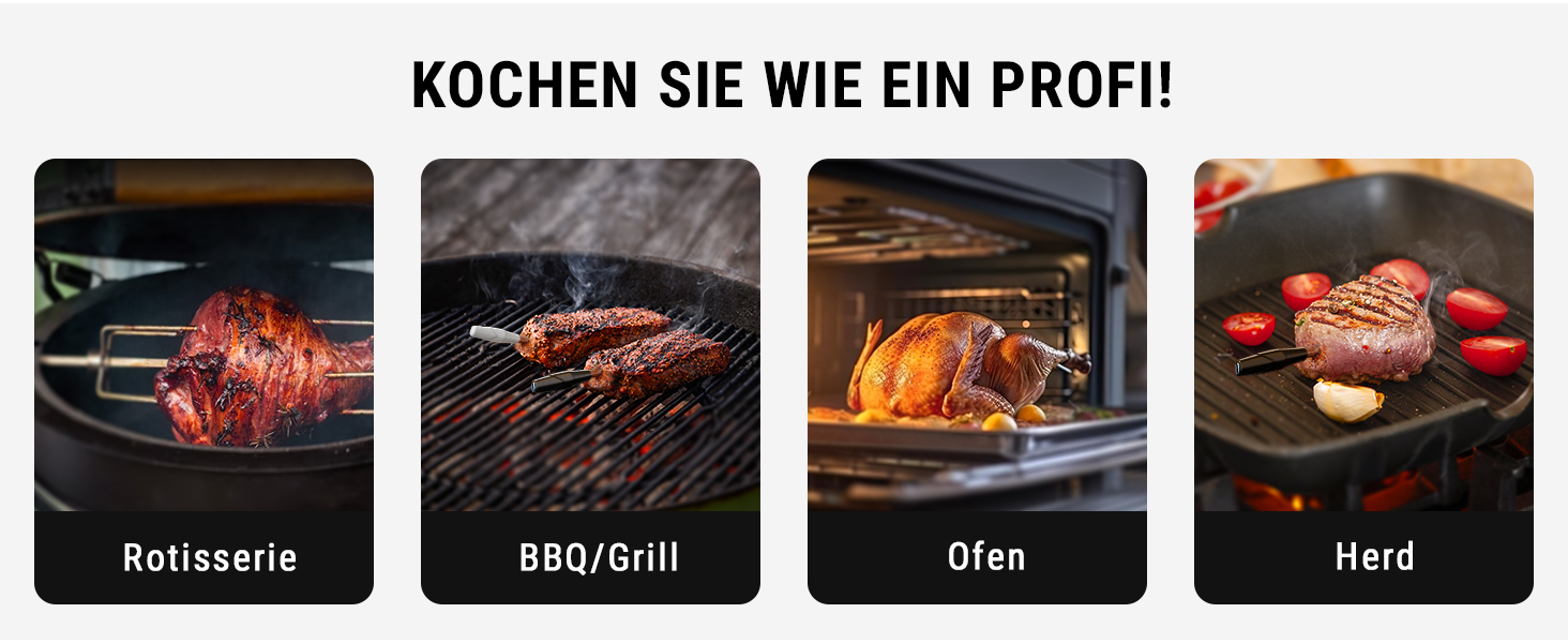 Бездротовий термометр для м'яса ThermoPro TempSpike з радіусом 300м - термометр для гриля, приготування їжі та рідин