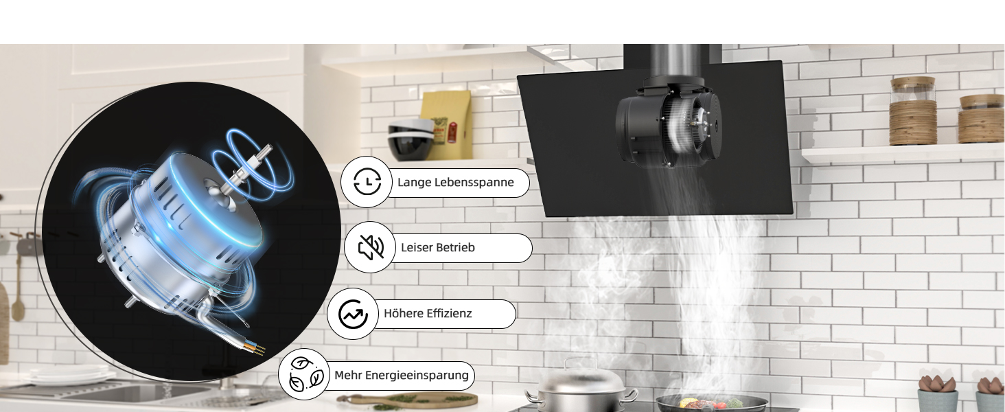 Витяжка кухонна FIREGAS 60 см, чорне скло, безщітковий мотор, продуктивність 571 м³/год, сенсорне керування TouchControl, 9 рівнів потужності, режим рециркуляції та відведення, з газовою пружиною