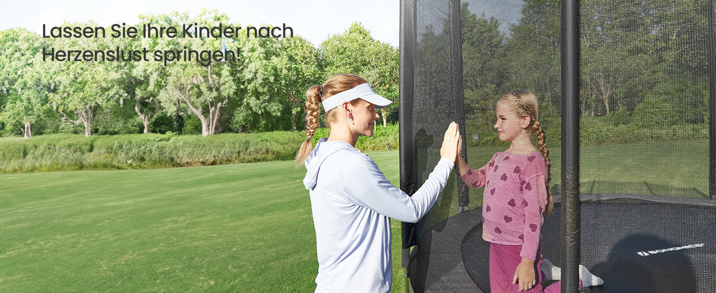 Батут SONGMICS вуличний Ø305 см з захисною сіткою, драбиною та м'якими стійками, чорний