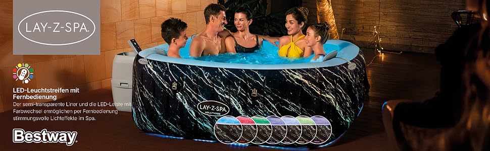 Надувний джакузі Bestway Lay-Z-Spa Hollywood AirJet LED для 6 осіб, 196 x 66 см