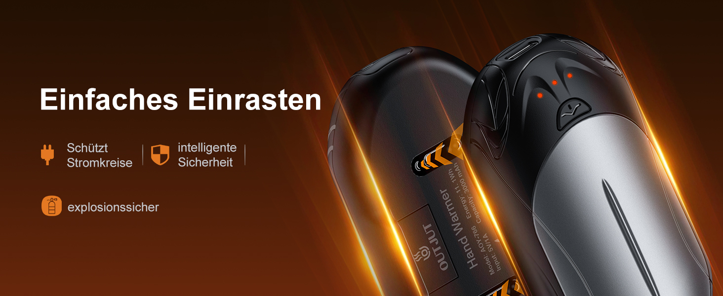 Електричні грілки для рук OUTJUT 6000mAh, 2 шт., USB, портативні, 3 режими нагріву, для спорту, кемпінгу, подарунок (сірий, чорний)