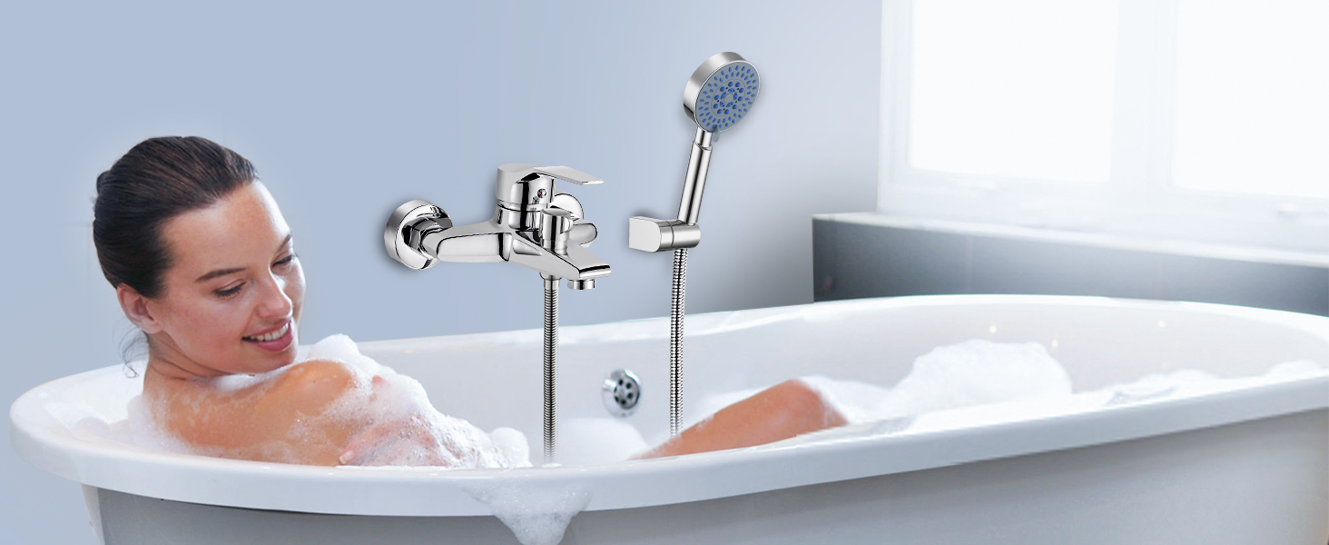 Змішувач для ванни з душем (хром) з 3 режимами, набір для ванної кімнати (Bs102)