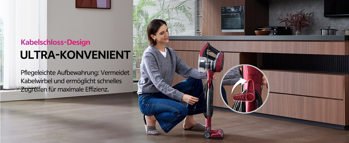 Ручний пилосос Vexilar C8 з кабелем - 600W, 60kPa, 7м кабель, безперешкодна щітка для підлоги, 1.5L безмішковий контейнер для твердих поверхонь, килимів та шерсті тварин