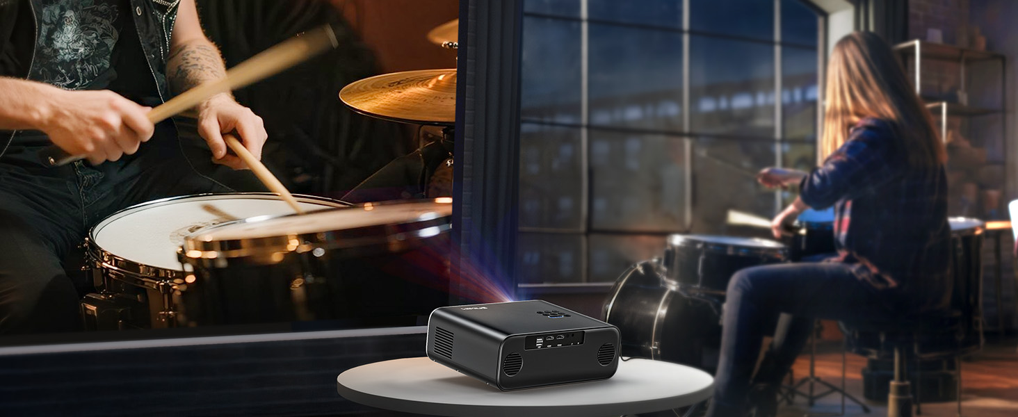 Проектор WiMiUS 1100 ANSI з 4K, Dolby Audio, WiFi 6, Bluetooth та Автофокусом для Домашнього Кінотеатру та Відкритих Подій (Android/iPhone)