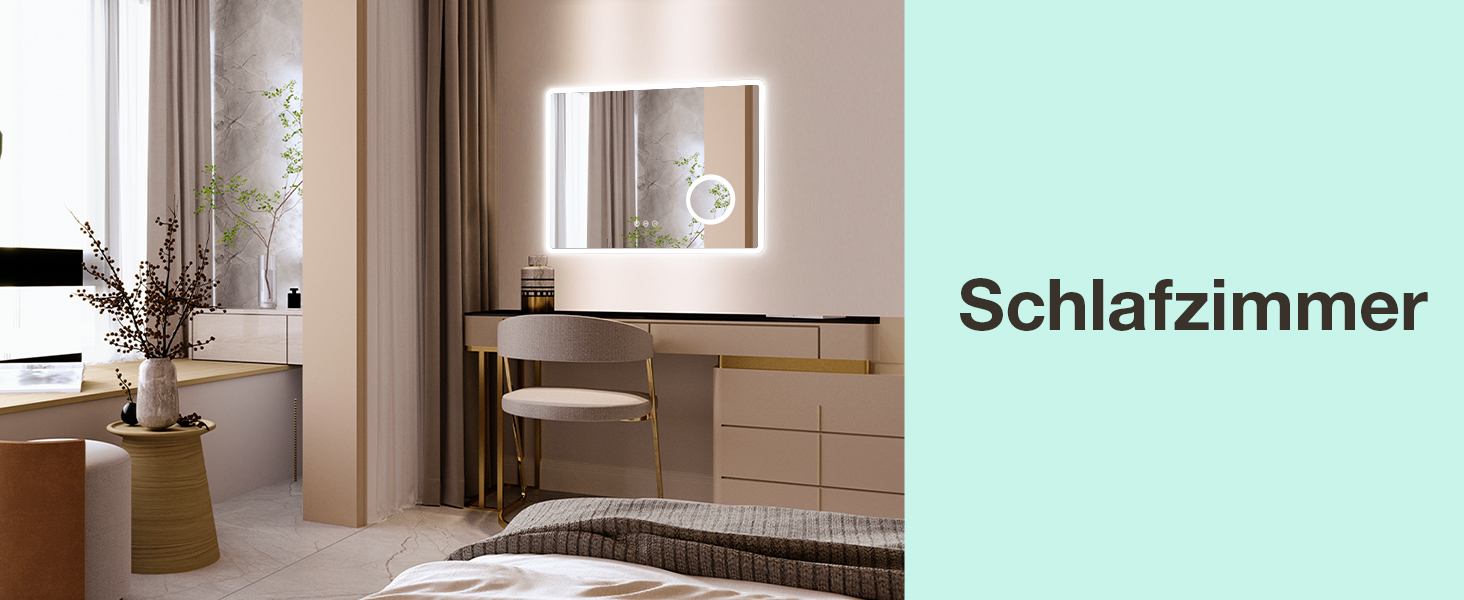 Дзеркало для ванної кімнати GIMBELEN LED з підсвічуванням 80x60 см, прямокутне, сенсорне керування, регульована яскравість, 3 кольори світла, антизапар, для вертикального/горизонтального монтажу