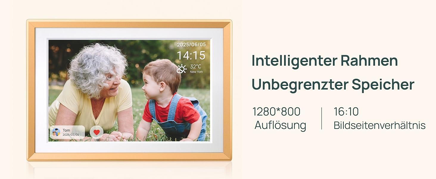 ARZOPA D10: Металевий цифровий рамка для фото 10.1' з хмарним сховищем, сенсорний екран HD, без підписки, для обміну фото та відео, індивідуальна привітальна картка - D10 Gold
