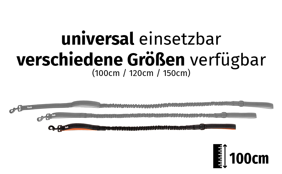 Еластичний повідець для собак Floxik 100 см повідець для собак преміум-класу, включаючи еластичний повідець для собак Floxik. Короткі керівництва різних розмірів / 1 м / 1,20 м/ 1,50 м) / Чорний / помаранчевий і світловідбиваючий