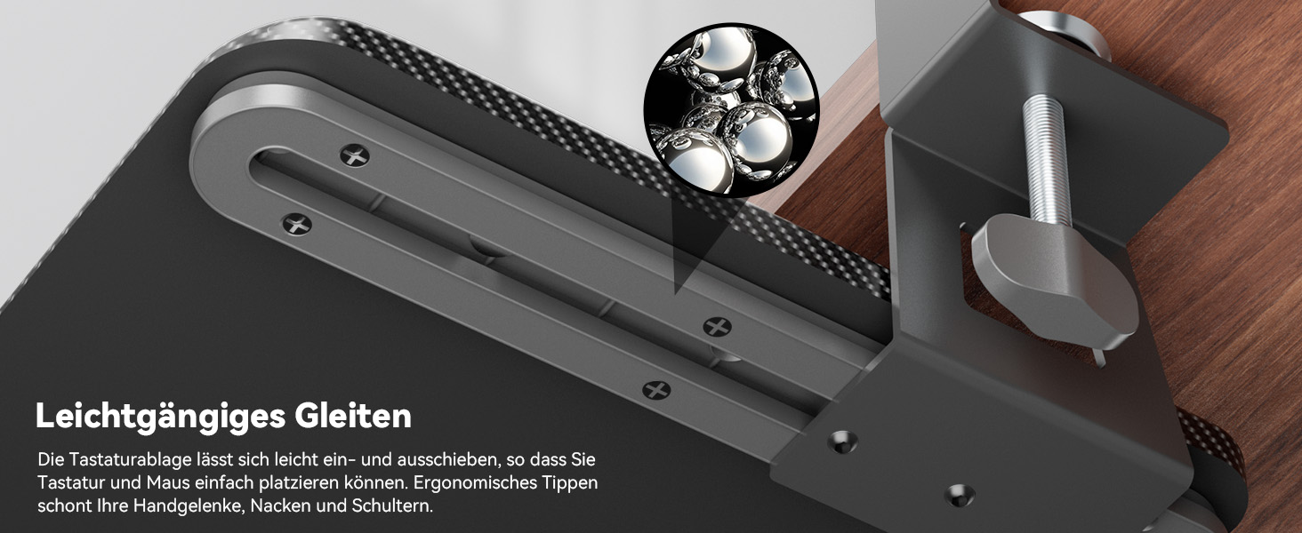 Підставка для клавіатури NearHub, висувна, під стіл, карбоновий дизайн, 65x30 см