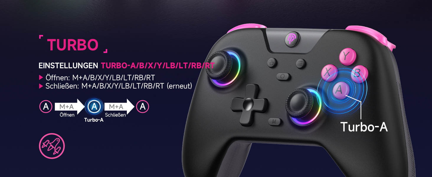 Контролер EasySMX X05 для PC, Switch, Steam, Android - Бездротовий, RGB, з аналоговими стіками та тригерами, Bluetooth, Чорний