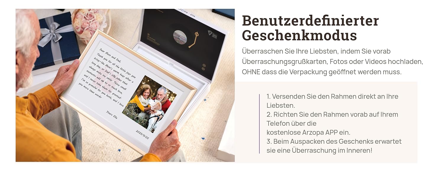 Цифровий фоторамка ARZOPA 14 дюймів: Металевий корпус, хмарне сховище, FHD 1920x1200, сенсорний екран, для подарунків