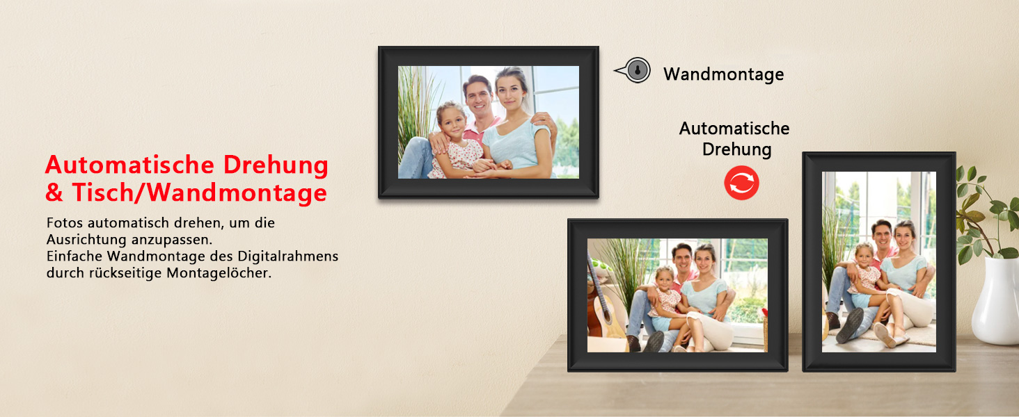 FRAMEO Цифровий фоторámеn 15.6 дюймів WiFi, IPS, FHD 1920x1080, 32GB, сенсорний екран, автоповорот, для стін, фото/відео через додаток FRAMEO