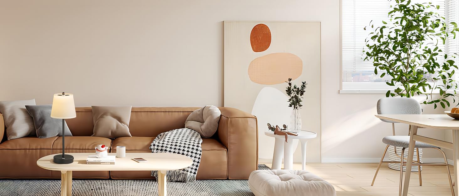 Лампа настільна LED акумуляторна Lundwa 26см, 5000mAh, 3W, 3000K, IP54, для кемпінгу, ресторану, спальні, бару (Чорний, 1 шт.)