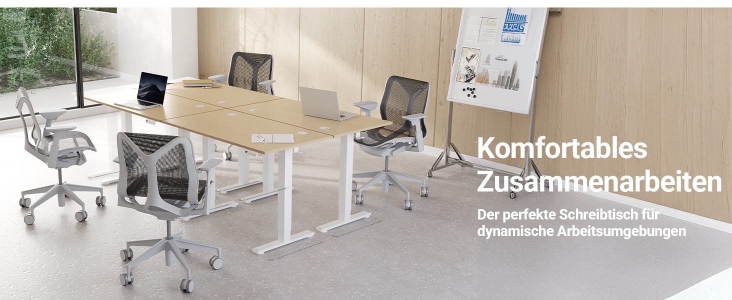 Електричний стіл Claiks з регулюванням висоти 120x60 см, з 3 функціями пам'яті, 2 гачками, бежевий