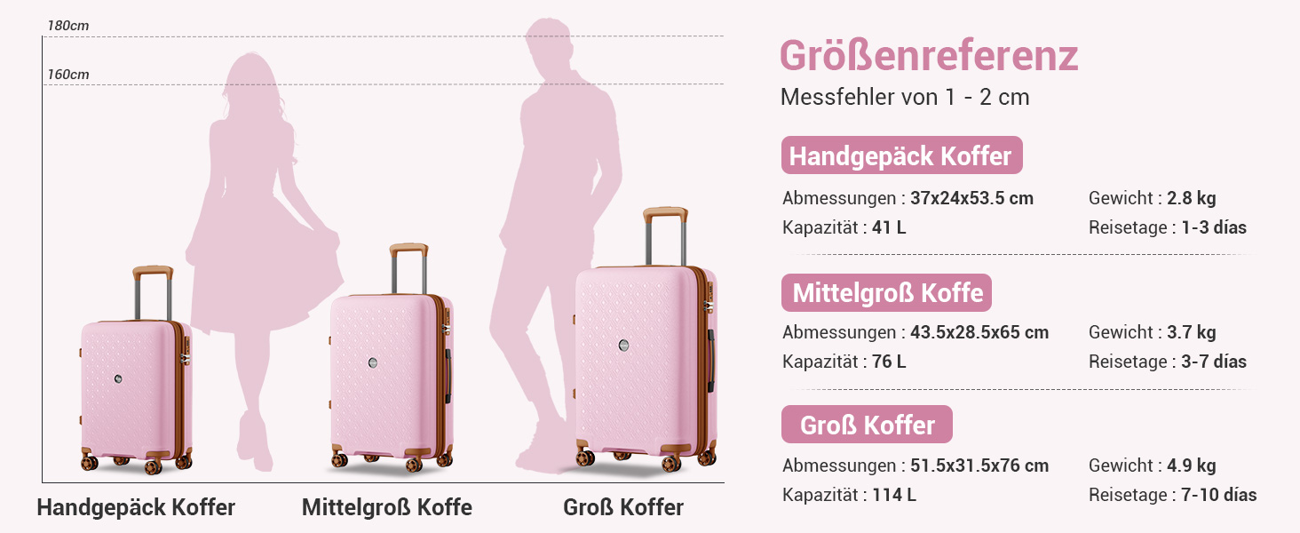 Валіза ручної поклажі KONO з тримачем для напоїв, рожево-коричнева, поліпропілен, розширювана, з TSA замком