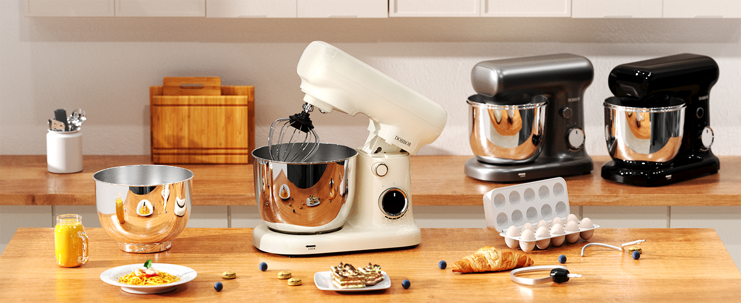 Кухонна машина-міксер з двома чашами 2.5L+3L, 10 швидкостей, 1500W, з набором аксесуарів для випічки та приготування їжі