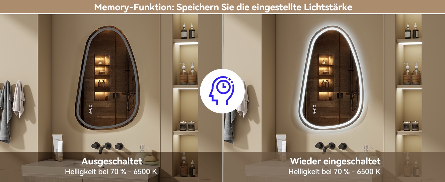 Дзеркало для ванної кімнати YOURLITE з підсвічуванням, 85x55 см, LED, сенсорне керування, 3 кольори світла, регулювання яскравості, антизапар, горизонтальне/вертикальне, IP44, білий