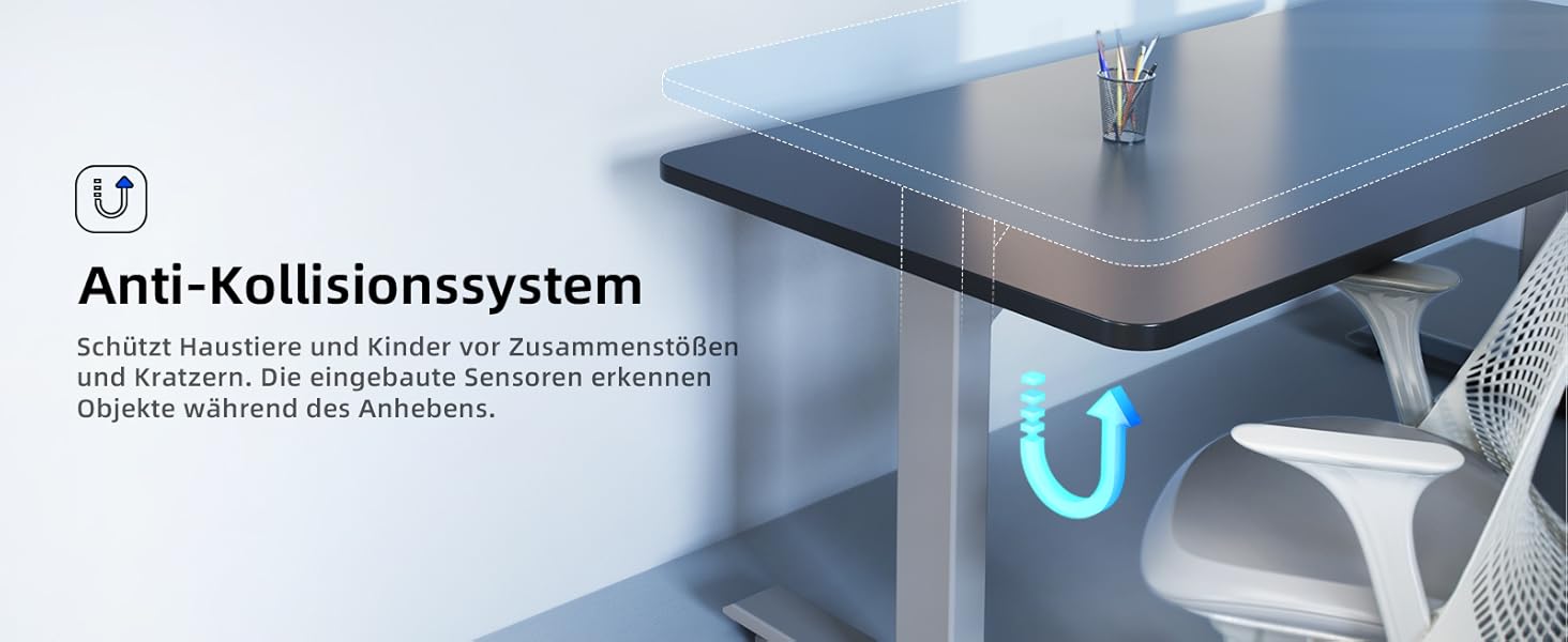 Регульований за висотою електричний стіл MAIDeSITe з 2 моторами, пам'ятью та захистом від зіткнень (72-120 см, сірий)