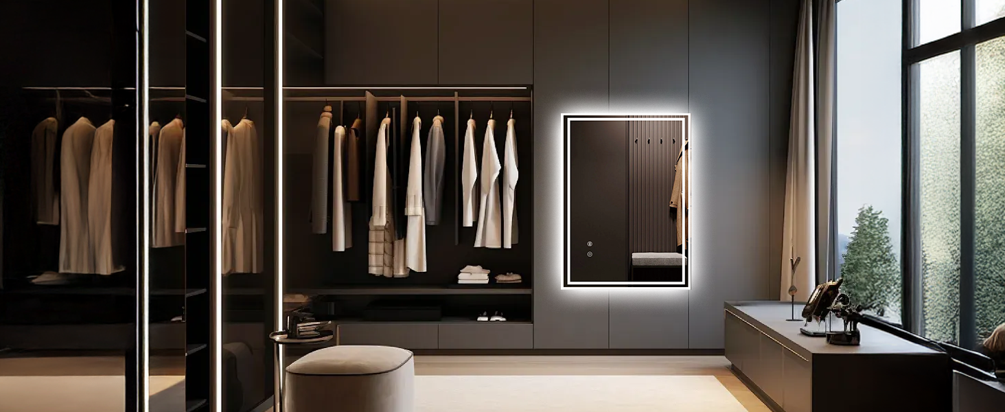 Дзеркало для ванної кімнати Youyijia з підсвічуванням, 70x50 см, антизапітніюче, сенсорне керування, 3 кольори світла, регулювання яскравості, 3500K-6500K