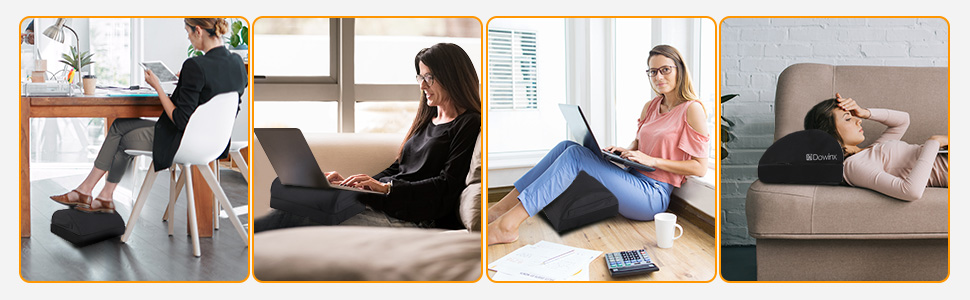 Підставка для ніг під стіл Dowinx, регульована по висоті, знімний чохол, зручна підставка для офісу, авто, дому (2 рівня, тверда, чорна)