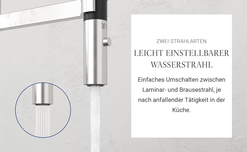 Змішувач кухонний Villeroy & Boch Steel Expert Compact, чорний матовий, з висувним гусаком та перемикачем, висота 170мм