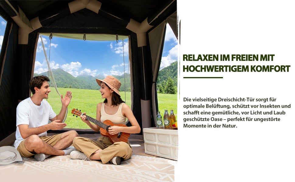 Надувний кемпінговий намет Oxford 420D Glamping для 2-3 осіб з насосом, водонепроникний (3000 мм), всесезонний вітрозахисний намет з москітною сіткою