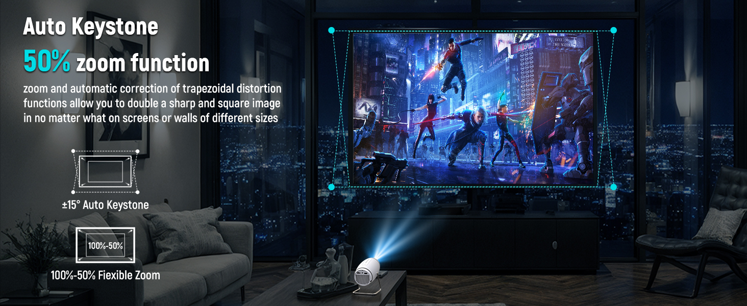 Портативний міні проєктор 4K з Wi-Fi 6 та Bluetooth 5.4: домашній кінотеатр з підтримкою HDMI, USB та PS5