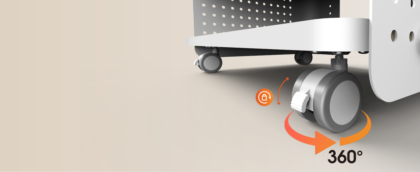 Стіл для принтера Fenge на колесах з органайзером, 3 яруси, білий (45.3x33.5x53.5 см)