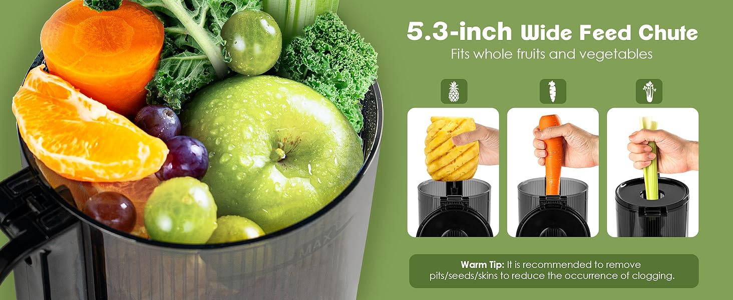 Фреш-прес Fretta Slow Juicer: повільний соковитискач з нержавіючої сталі, 135 мм, 1.8 л, з функцією реверсу, BPA Free, 250W сірий