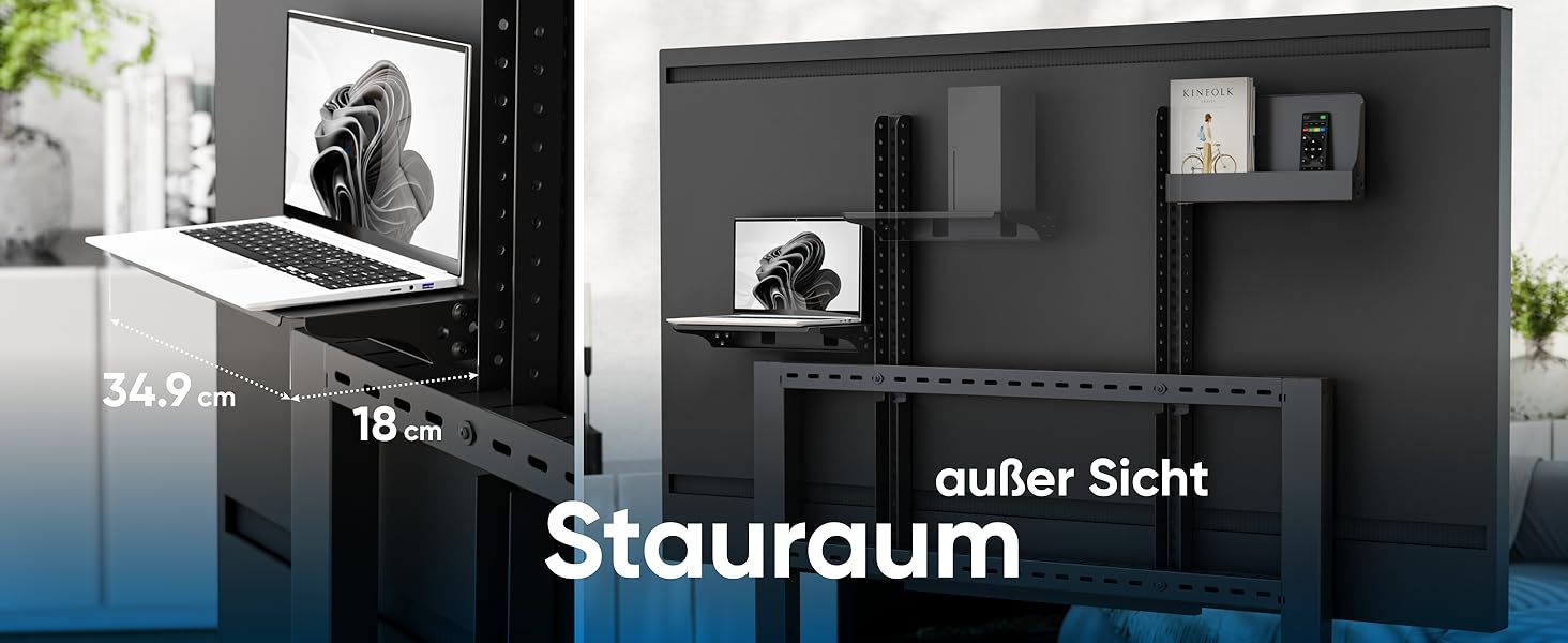 ONKRON Телевізійна стійка на коліщатках для телевізорів 70-110 дюймів, до 125 кг, з полицею, VESA 200x200-1000x800, чорна TS2081-B TS2081