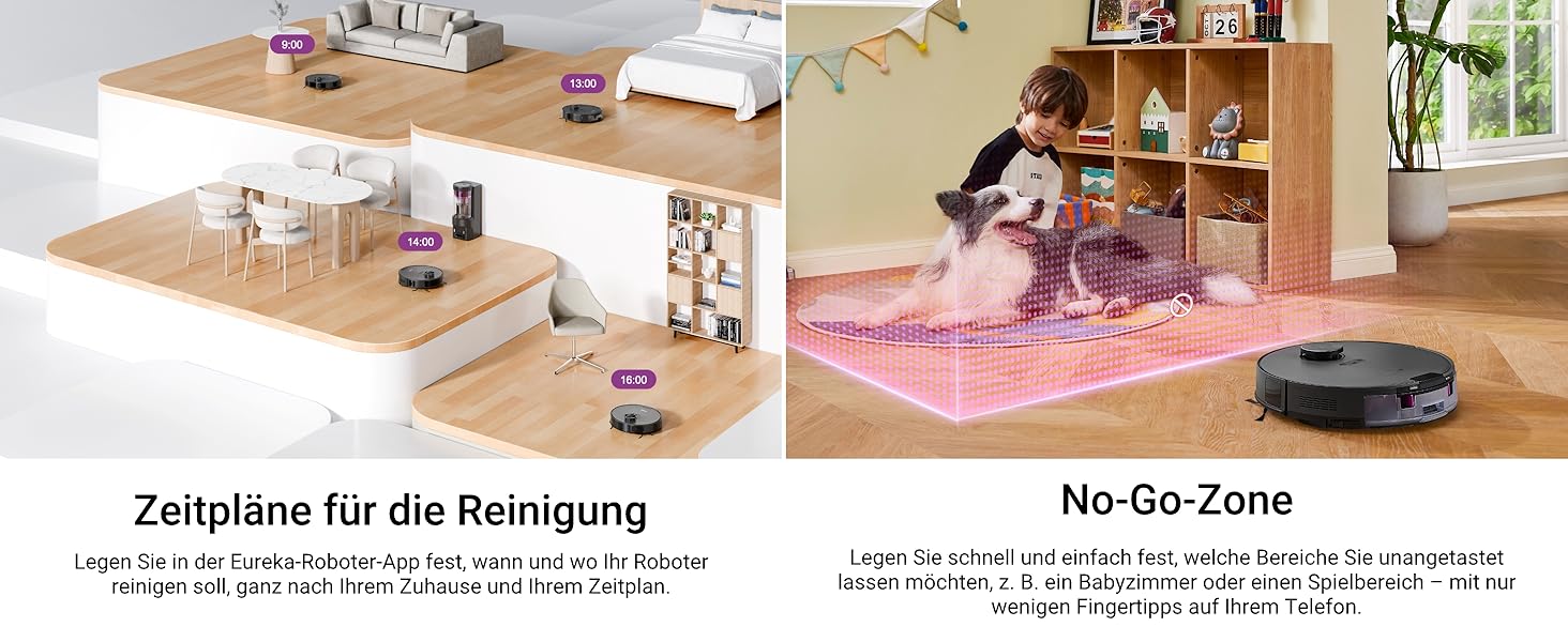 Робот-пилосос Eureka E20 Plus: 8000 Pa, самостійна очистка, DuoDetect AI, білий/чорний