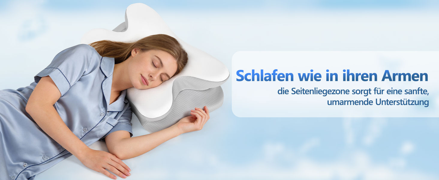 Ортопедична подушка для сну з Memory Foam - для бокових, спинних та животоположних позицій. З покриттям з льонової тканини (білий, сірий)