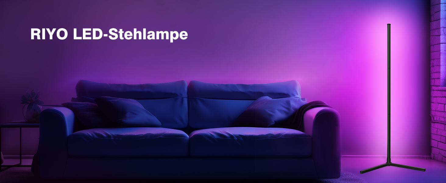 Світлодіодна торшер Riyo з RGB підсвіткою, керуванням через APP та пультом ДК. Торшер у вітальню з 16 млн кольорів та 68+ сценами, синхронізація з музикою