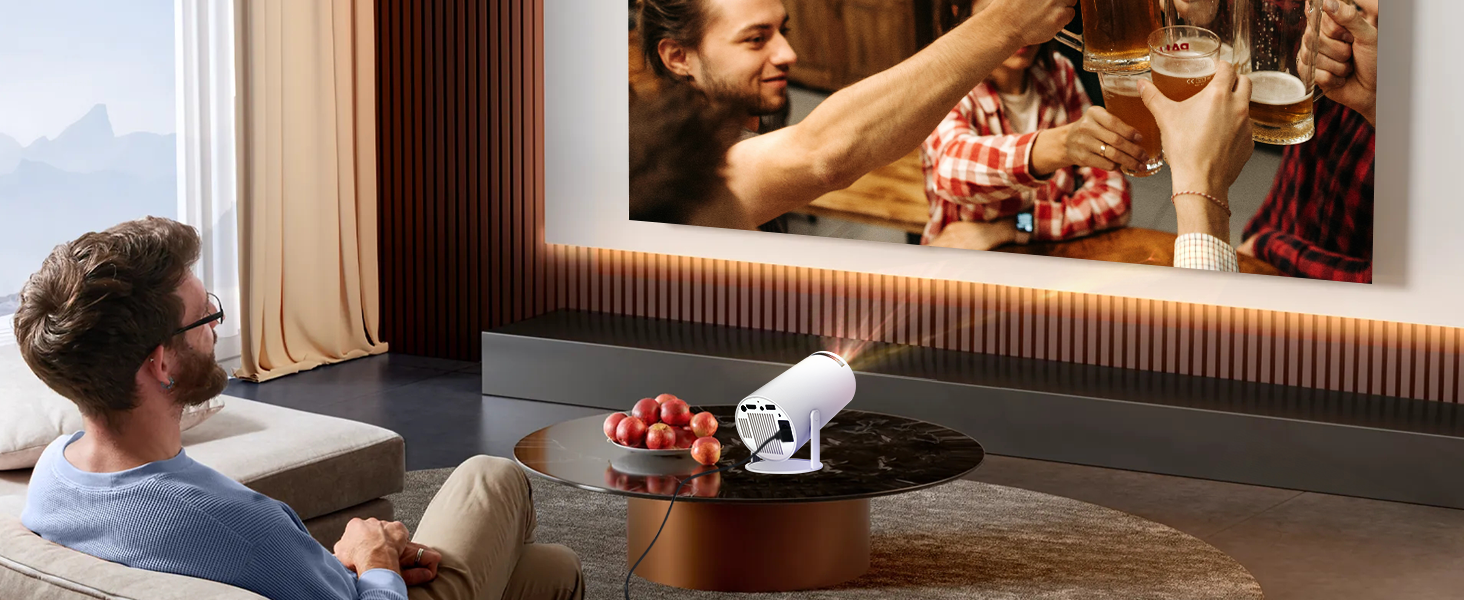 Портативний проєктор LYNCAST HY300 Pro: Wi-Fi, Bluetooth, Android 11, 1080P/4K, обертання 180°, для дому та на вулиці