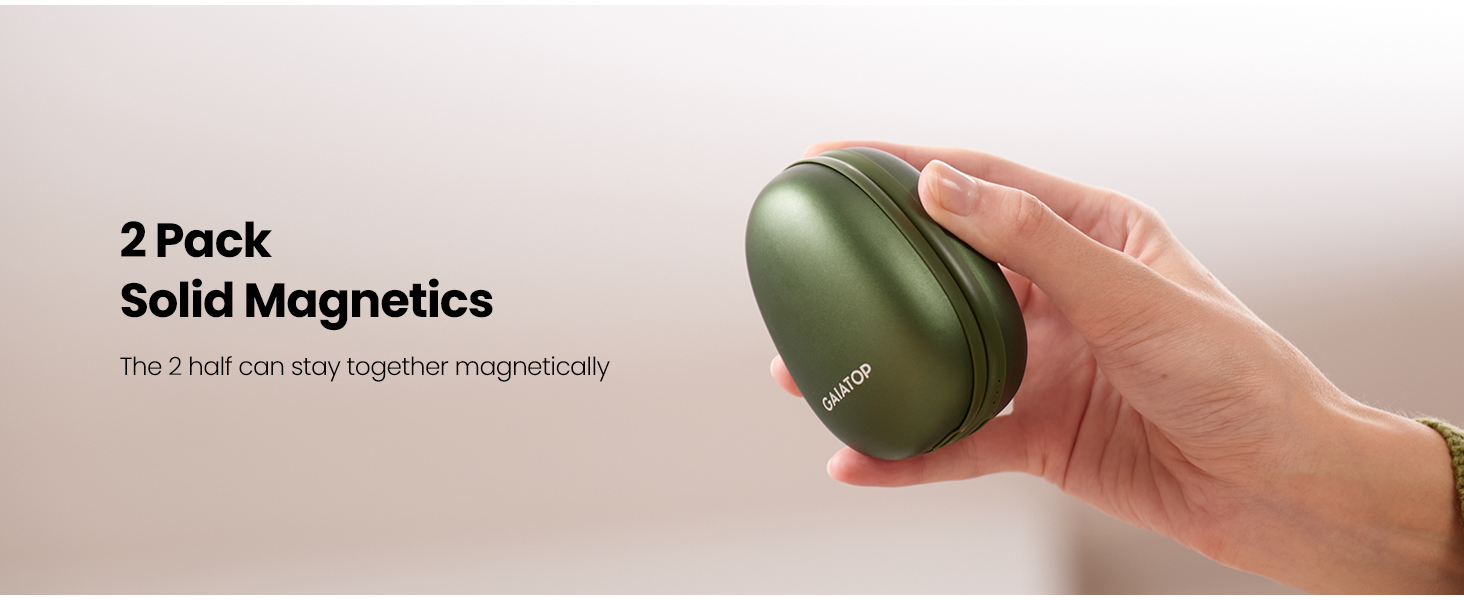 Електричні грілки для рук Gaiatop (2 шт), з магнітною фіксацією, 3 режими нагріву, швидкий нагрів, портативні, багаторазові, для активного відпочинку та подарунків