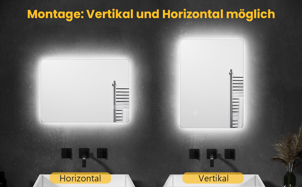 Елегантне дзеркало для ванної кімнати з LED-підсвічуванням 45 x 60 см, холодне біле світло, IP44, енергозберігаюче, настінне