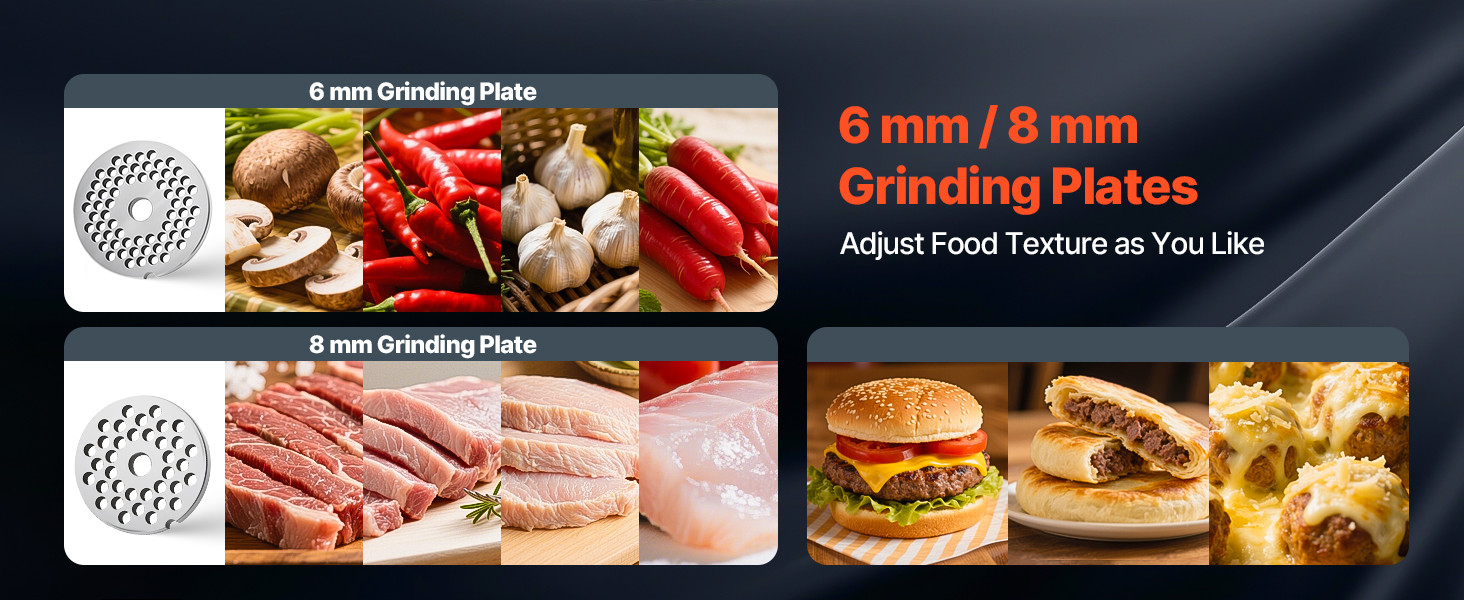 Електрична м'ясоподрібнювач VEVOR, 4.2 кг/хв, 1100 Вт, з лезом та диском, для ресторану, з нержавіючої сталі