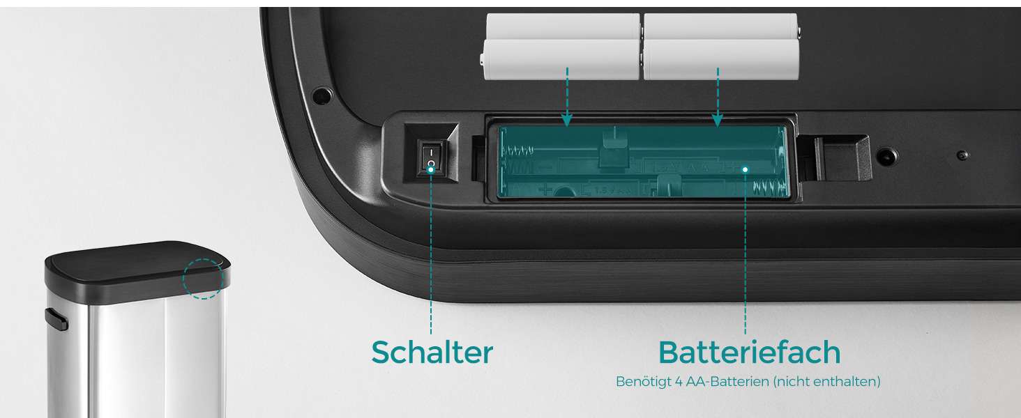 SONGMICS Відро для сміття з сенсором, автоматичне, 50 л, відкриття рухом руки або дотиком, Softclose-кришка, сталь, з 15 мішками для сміття, LTB640B02 (металік срібло + чорний)